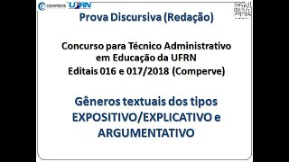 Gêneros EXPOSITIVOS EXPLICATIVOS e ARGUMENTATIVOS  Concurso UFRN  Téc Educação 2018 [upl. by Iren663]