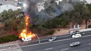 A Motorist is Rescued From His Wrecked and Burning Car in Walnut Creek Calif on Sunday [upl. by Rivera]