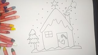 christmas snow house drawing amp coloring drawing art craft coloring christmas snowhouse [upl. by Nohpets196]