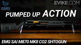 Pumped Up Action  EMG Salient Arms M870 CO2 Powered Airsoft Shotgun [upl. by Yssis]