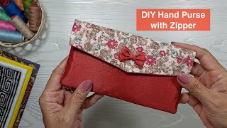 DIY Ladies Hand Purse  How to Make Zipper Pouch  Cute Wallets  Purwas Sewing Time [upl. by Alodee]