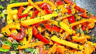 ¿Cómo hacer Fajitas de PIMIENTO MORRON salteadas AL AJILLO para acompañar tus platos fuertes [upl. by Hartmunn]