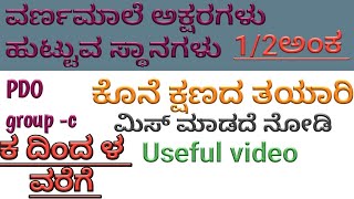 PDO exam 2024 ವರ್ಣಮಾಲೆ ಅಕ್ಷರಗಳು ಹುಟ್ಟುವ ಸ್ಥಾನ  ಸಾಮಾನ್ಯ ಕನ್ನಡ kset ugc net kannada group c👍IMP [upl. by Edyaw324]