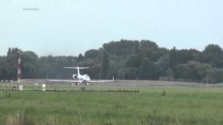 Departure Gulfstream V N709AA Rotterdam Airport 28062014 [upl. by Itaws]