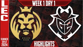 MDK vs G2 Highlights  LEC W1D1 Summer 2024  MAD Lions KOI vs G2 Esports Week 1 Day 1 [upl. by Anaidni]