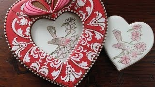 How to RubberStamp and Dust a Heart Cookie aka Insert for 3D Heart Box Lid [upl. by Noseyt]