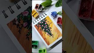 Gouache paint flowers painting😍Sketch book arttrendingonshorts [upl. by Yeslaehc]