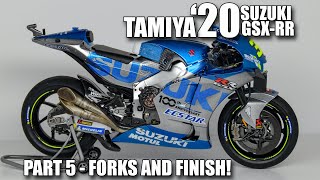 Suzuki Ecstar GSXRR Tamiya 112 Scale Scale Motor  Part 5  Forks and Finish [upl. by Nirok94]