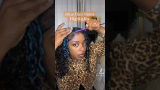 Blue Hair paint highlights💙curlyhair hair naturalhair curls curlyhairstyles curly hairstyles [upl. by Adnihc]