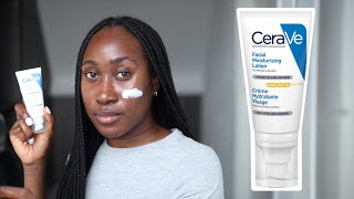 CeraVe Facial Moisturising Lotion SPF 50 Review on Dark Skin [upl. by Ahsenrad]