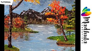 Palette Knife Painting Acrylic  Landscape Painting with Palette Knife  Acrylic Painting Tutorial [upl. by Vivi]