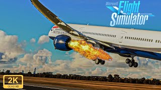 ENGINE FIRE on TAKEOFF causes EMERGENCY LANDING  Microsoft Flight Simulator 2020  MAX Realism [upl. by Nortyad]