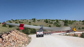 Transporting Huge Wind Turbine Blades And Generators  Anipsotiki SA [upl. by Aehcsrop]