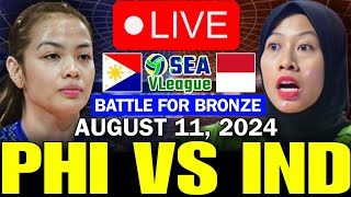 PHILIPPINES VS INDONESIA 🔴LIVE BATTLE FOR BRONZE  AUG 11 2024  SEA VLEAGUE 2024 2nd Leg [upl. by Gertrude]