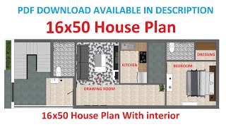 16x50 house plan with Interior Pdf Available [upl. by Aissila250]