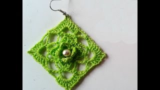 Tutorial orecchini quadrati alluncinetto con fiore in 3D [upl. by Acalia603]