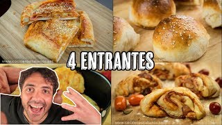 Recetas con masa de Pizza  4 Ideas de entrantes faciles y rapidos a base de PIZZA [upl. by Felske]