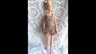 robe de soirée courte brillant et poil pour barbie [upl. by Ardiedak]