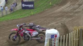 Gautier Paulin Crash Qualifying Race MXGP of France 2016  motocross [upl. by Dulce]