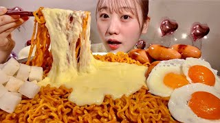 ASMR Buldak Fire Noodles with Cheese【Mukbang Eating Sounds】【English subtitles】 [upl. by Minne137]