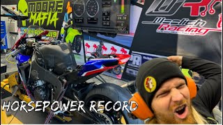 Highest hp CBR w Stringer velocity stacks on Moore Mafia new Dyno [upl. by Aiuqet]