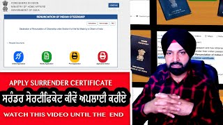 Surrender Certificate Love singh M  Declaration of Renunciation Indian Citizenship [upl. by Amedeo]