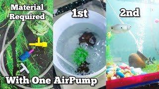 DIY How To Use One Pump For Two Tanks  Multiple Air Bubble Stone With One Air Pump  BeWithSarfaraz [upl. by Anom]