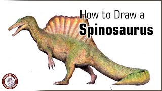 How to Draw a Spinosaurus  Colored Pencil Drawing [upl. by Nesyaj]