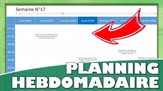 Comment créer un Planning Hebdomadaire avec Excel [upl. by Cost812]