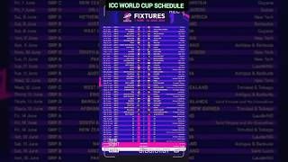 ICC WORLD CUP SCHEDULEcricketlover viral shortvideo 1day [upl. by Campball]