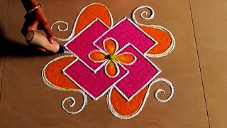 Easy Daily Rangoli KolamMargazhi Month Daily Rangoli Design 🌺42 Dots Colourful Rangoli Kolam [upl. by Nidroj]