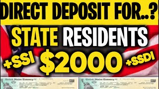 2000 DIRECT DEPOSIT FOR SENIORS UPDATE POTENTIAL 1800 FOR LOW INCOME STATE RESIDENTS ON SSI SSDI [upl. by Lavena]