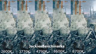 Battlefield 1  1080p 8700K vs 8600K vs 2600K vs 3770K vs 4790K CPUBenchmark [upl. by Dickman906]