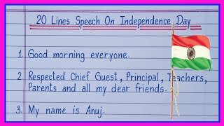 20 lines Speech on Independence Day 2023Independence Day Speech in English15 August Speech [upl. by Margarita]