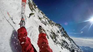 Massive Skiing Fall  Le Tunnel black run  Alpe DHuez First Person View [upl. by Ilellan]