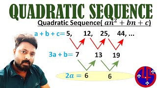 How to find nth term of a quadratic sequence  Quadratic Sequence  Nth term  an2bnc [upl. by Normy768]