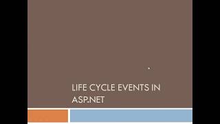 Level of Events in Life Cycle of WEB Page  ASPNET  Chapter 4 [upl. by Semajwerdna]