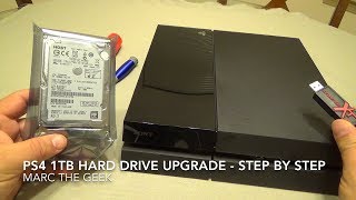 PS4 1 Terabyte Hard Drive Upgrade  Step by Step [upl. by Elletnwahs]