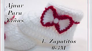 Ajuar para bebé Como tejer Zapatitos  Botitas de niñas en gancho paso a paso Crochet for Baby 170 [upl. by Bayless]