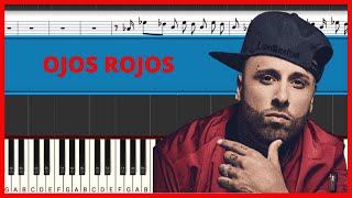 Ojos Rojos  Nicky Jam  Piano Tutorial  Midi [upl. by Rainwater]