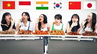 Asian Try 6 Chicken from Each CountriesIndiaKoreaIndonesiaVietnamJapanChina ASMR Mukbang [upl. by Ebonee463]