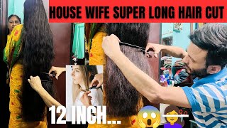 Bengali woman super long haircut by man  Indian long haircut by man  Womens long to short haircut [upl. by Vig]