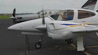 Diamond DA42 Twin Star diesel engine startup and quiet takeoff [upl. by Enilarak45]