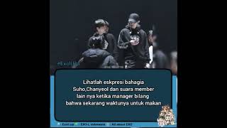 ketika suho canyeol exo bahagia ketika manager bilang bahwa sekarang waktunya makan [upl. by Ellette474]