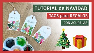 Acuarela Navideña Tags para regalos de Navidad [upl. by Ayatnwahs]