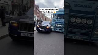 London is chaos 🙈 Rolls Royce Cullinan crashes with truck Whoops London RollsRoyceCrash [upl. by Ylluz816]