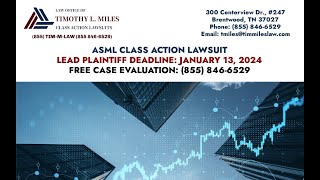 ASML Class Action Lawsuit Lead Plaintiff Deadline January 13 2024 [upl. by Erdnad140]