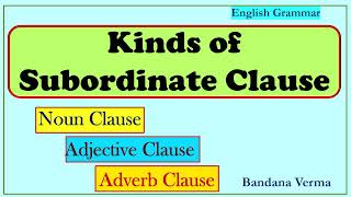 Noun Clause  Adjective Clause Adverb Clause Kinds of Subordinate Clause With examples [upl. by Couture]