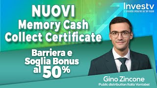 Vontobel firma i nuovi Memory Cash Collect Certificate con Barriera e Soglia Bonus al 50 [upl. by Shelby]