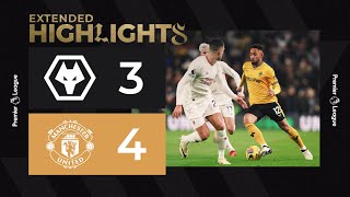 Late defeat in sevengoal thriller Wolves 34 Manchester United  Extended highlights [upl. by Cirle]